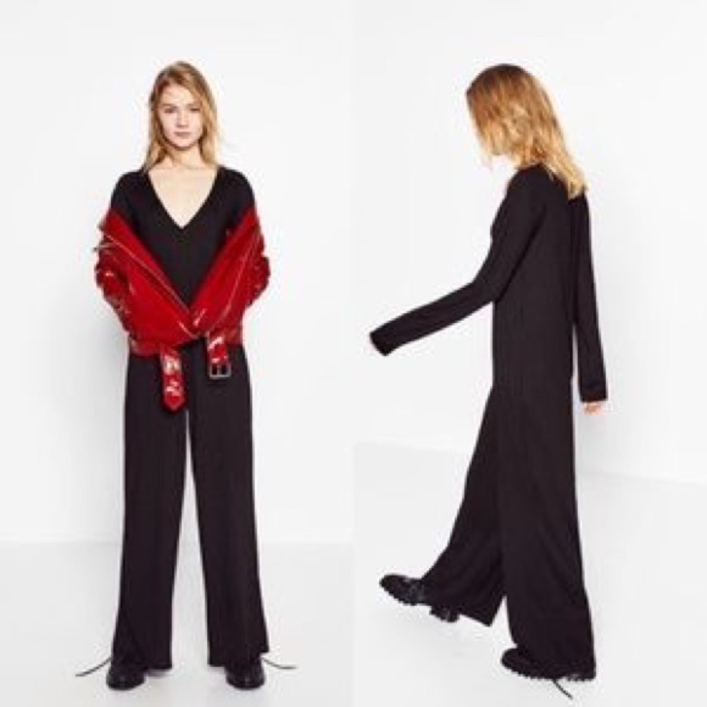 Zara NWT long sleeve Ribbed Jumpsuit size S